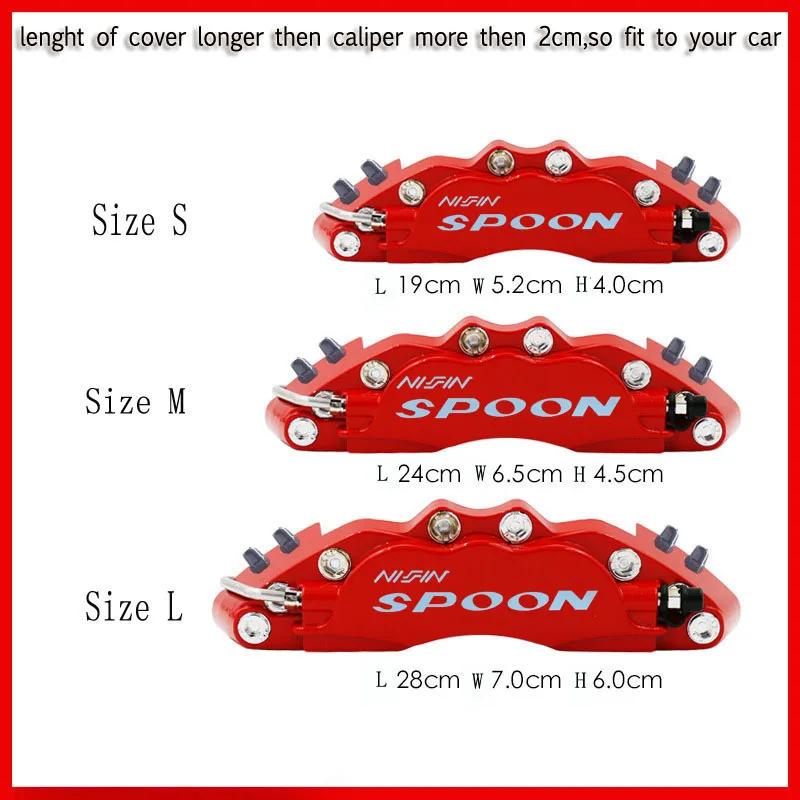 4 Pcs Fixing By Screws Aluminum Metal Brake Caliper Cover With Spoon Sticker Logo For Accessories