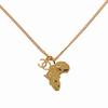 Used AUTHENTIC CHANEL CC Mark African continent motif Necklace Gold Metal Faux pearl