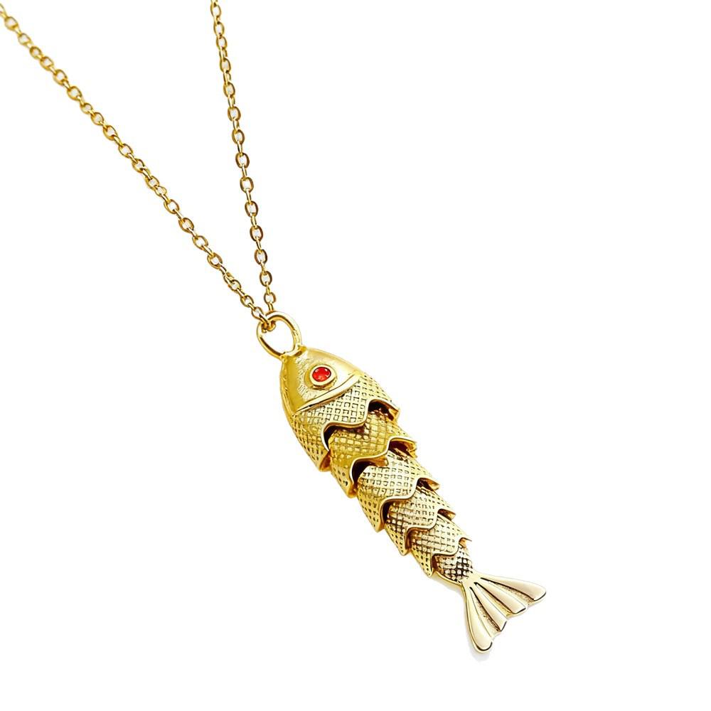 European Retro Koi Titanium Steel Necklace - Elegant Gold Swingable Design