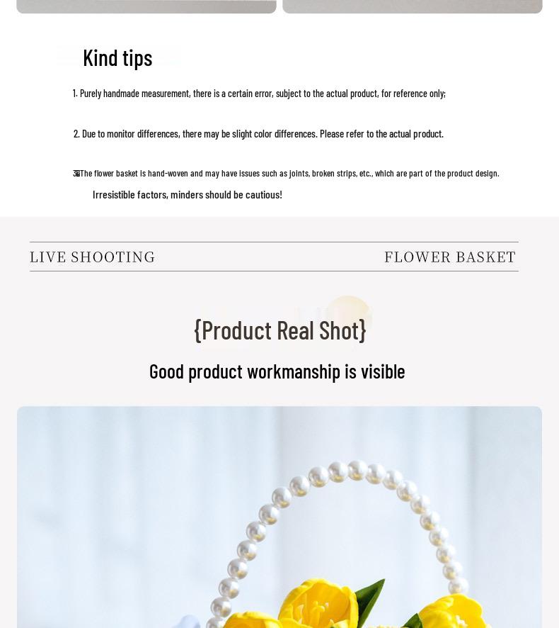 Imitation Rattan Pearl Handheld Flower & Fruit Basket
