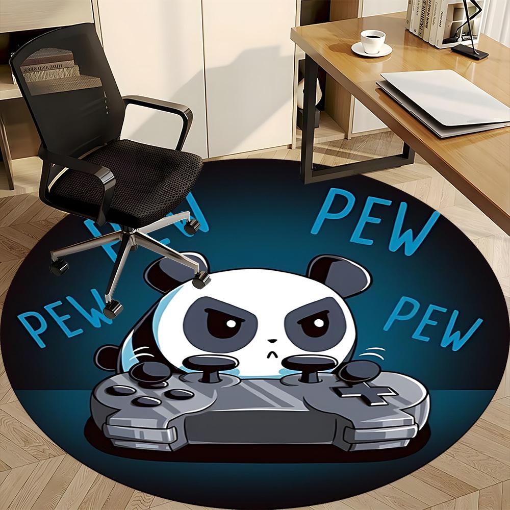 1pc Panda Gaming Office Round Area Rug, Indoor Mat Suitable For Office, Under Office Chairs Bedroom Living Room Home Decor, Room Deco, 079