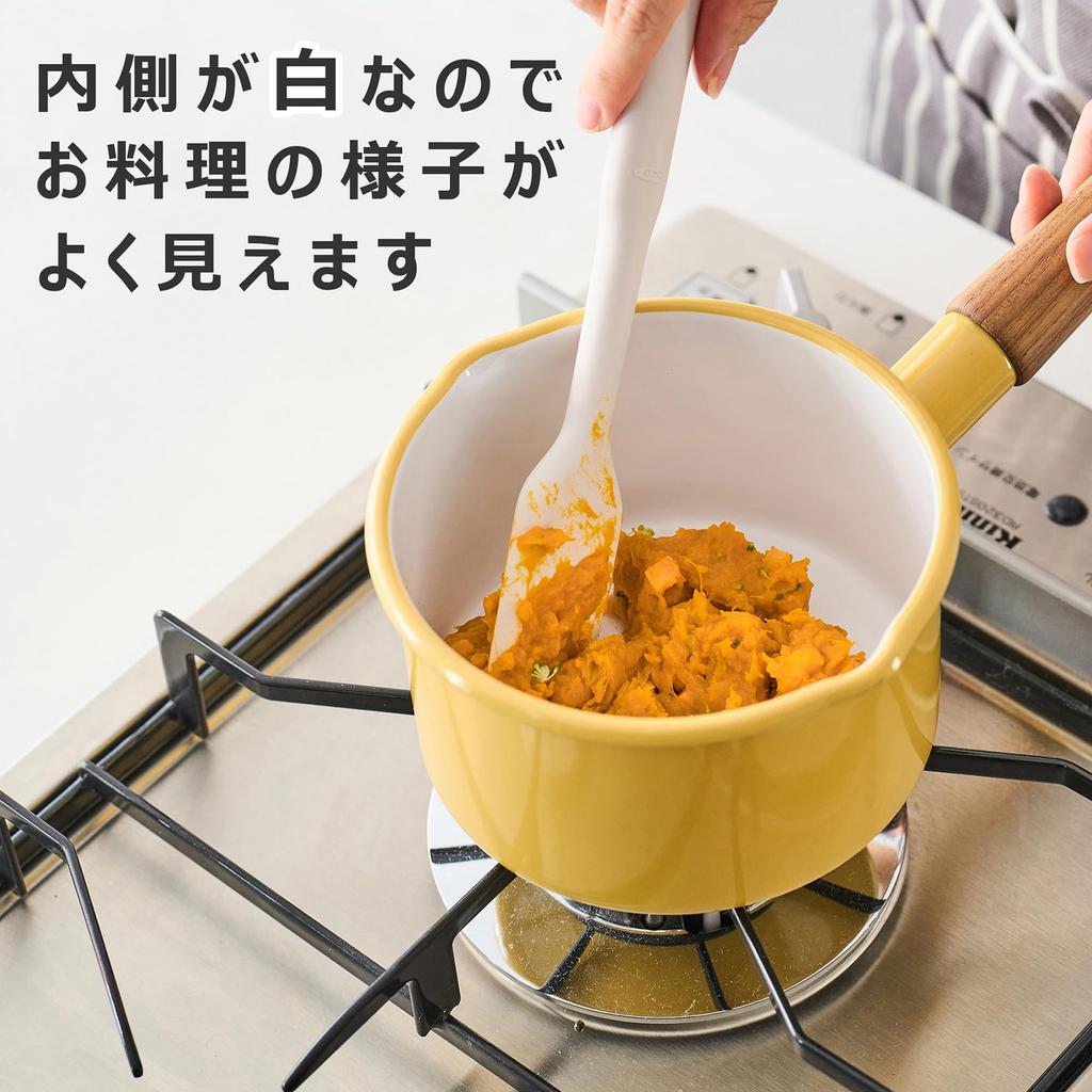 365methods Enamel Milk Induction Pan, 14cm, Compatible, Yellow, YY-14M.Y