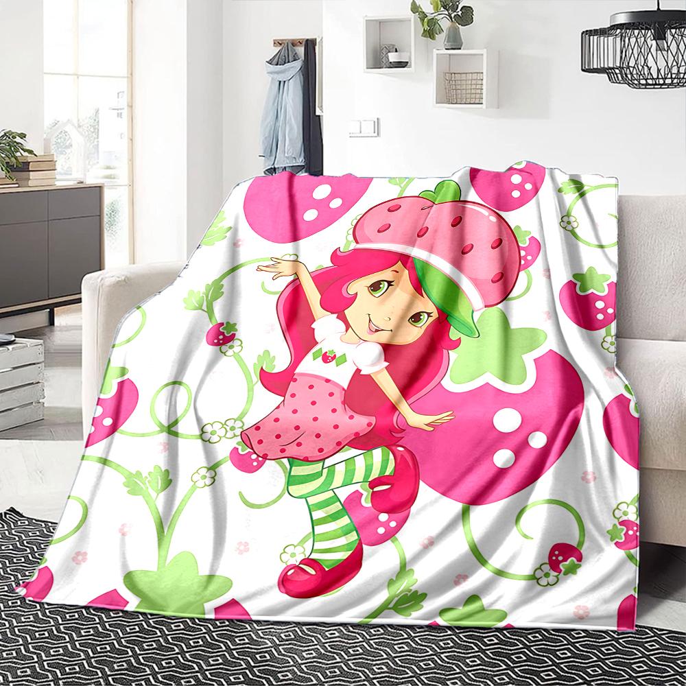1Pc Strawberry Shortcake Party Blanket For Couch Bed Plush Cozy Fuzzy Blanket Super Soft Warm Blankets For Fall And Winter 0918252