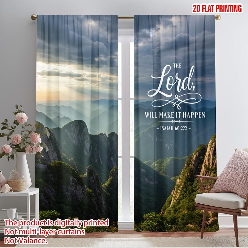2 Stück 2D Flachdruck Vorhänge Der Herr wird es möglich machen Stoff Ohne Strom Alle Jahreszeiten Party- & Feiertagsdeko für Gold