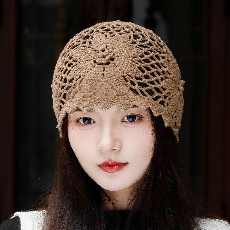 

Женская осенне-зимняя повязка на голову, вязаная шапка, модная, универсальная, стройнящая лицо, зимняя теплая ажурная шапка-бини из шерсти One Size