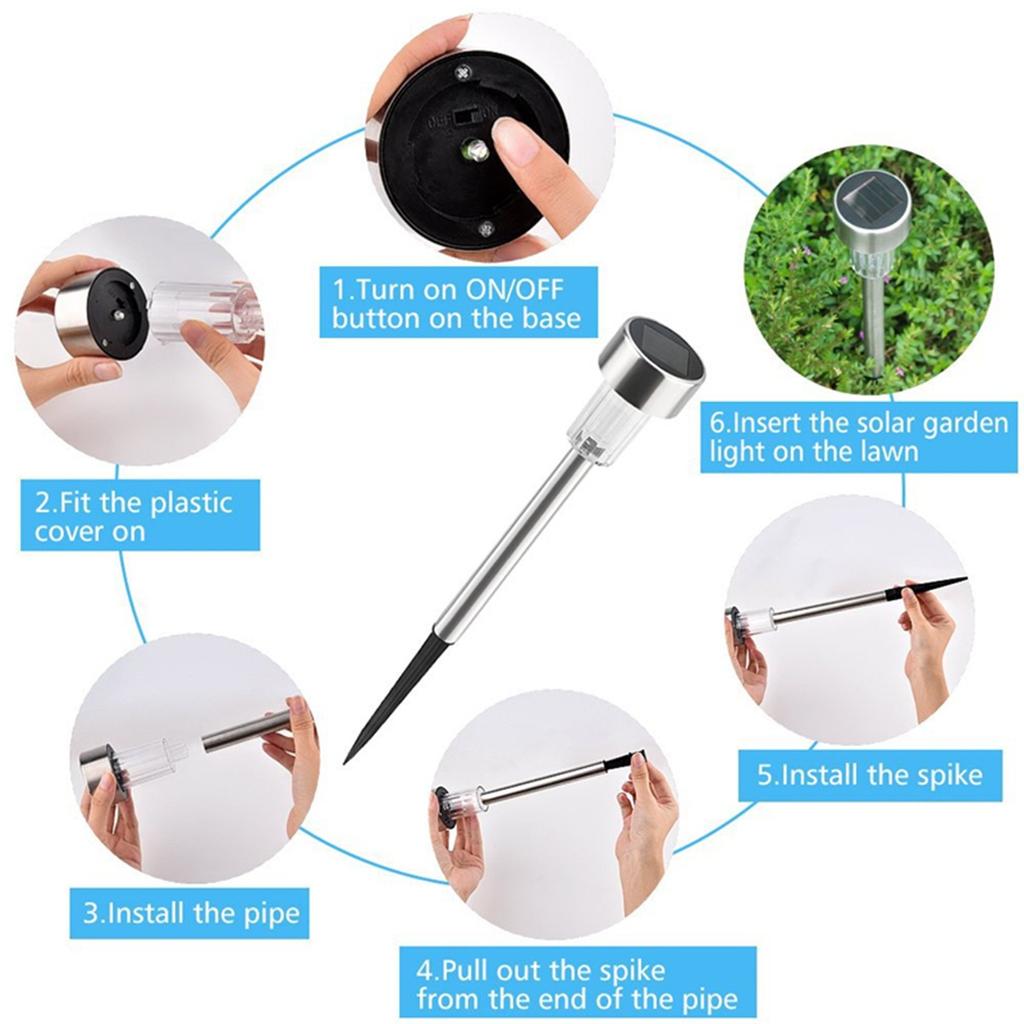 Edelstahl-Solar-Gartenleuchte, farbwechselnde LED-Solar-Wegebeleuchtung, Landschaftslampe, Solar-Außenleuchte für Rasen, Weg, Terrasse, Dekoration, 3/6/9 Packungen