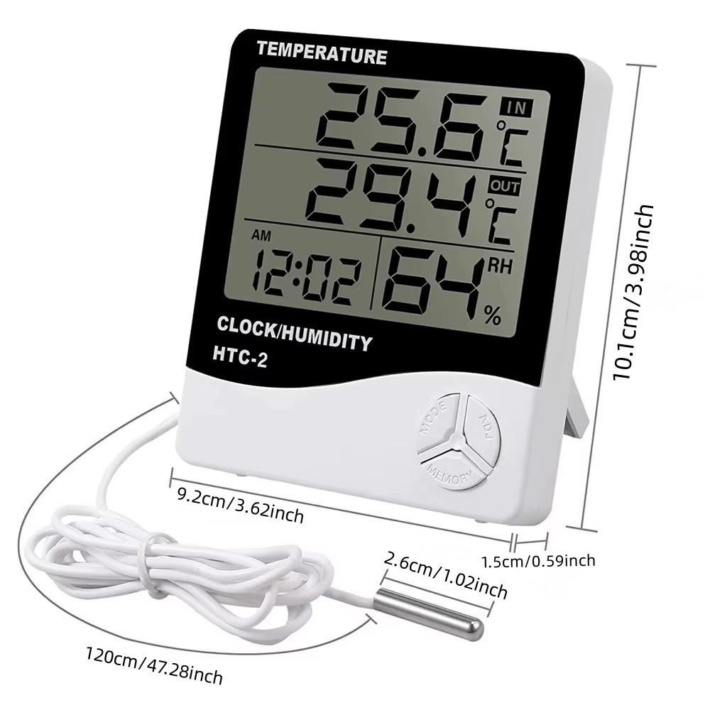 LCD Electronic Digital Temperature Humidity Meter Household Electronic Thermohygrometer Weather Station With Clock