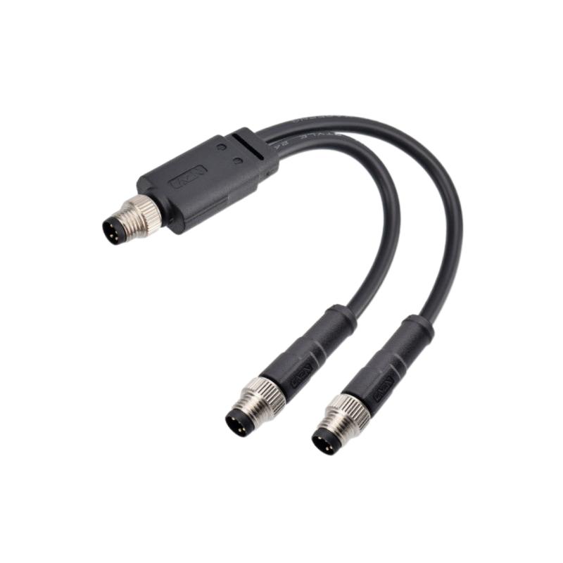 Wasserdichter Y-Typ-Splitter M8 Stecker Buchse Mit 1M Drahtkabel Gewindeanschluss für Kamera Monitor Medizinische E-Bikes