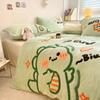 Cartoon Milk Velvet Four Piece Patch Embroidered Coral Velvet Quilt Cover Flannel Sheet Quilt Cover
