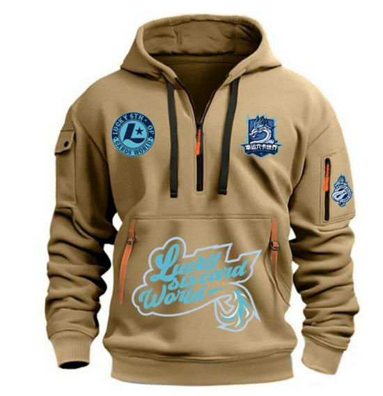 

Men s Casual Sports Pullover Hoodie with Large Pockets and Zipper Large хакі