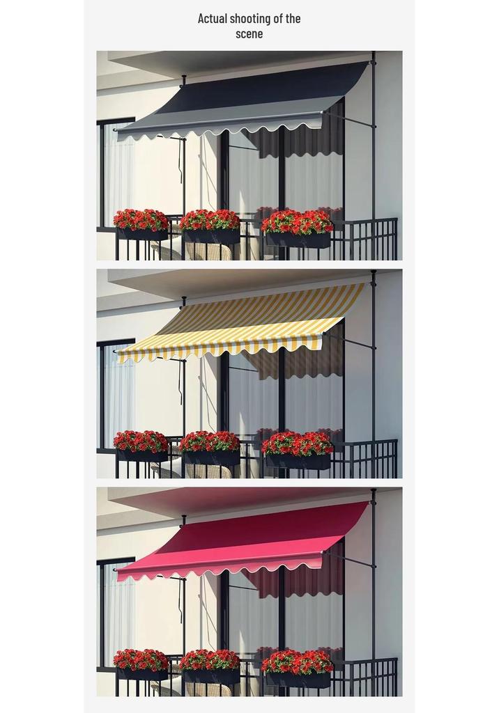 Portable Hand-Crank Sun Shade Tent for Outdoor, Courtyard, Shopfront, Terrace, and Balcony