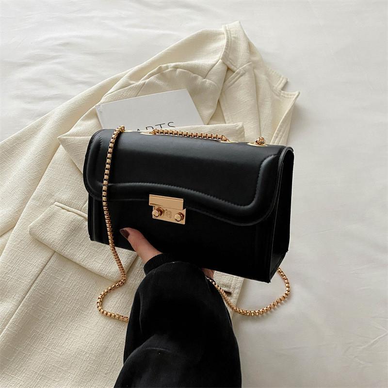 Stylish Minimalist Chain Shoulder Bag Trendy Summer 2024 Commuter Crossbody Purse чёрный