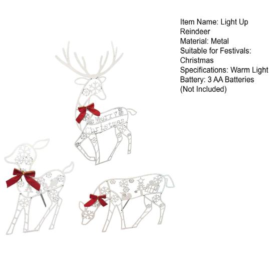 Christmas Reindeer Decoration Outdoor Light Up Deer Family with Warm Light 2D Standing Deer for Holiday Yard Garden Lawn Decor