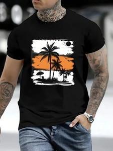 Palm Tree Graphic T-Shirt Tropical Beach Summer Vacation Casual Tee XXL