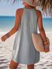 European-American Women's Sleeveless V-neck Button-Striped Loose Casual Beach Shirt