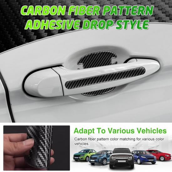 16Pack Car Door Protector - Black Carbon Fiber Door Handle Paint Protection Film, Black Door Handles Interior,Universal for Most Car Handle