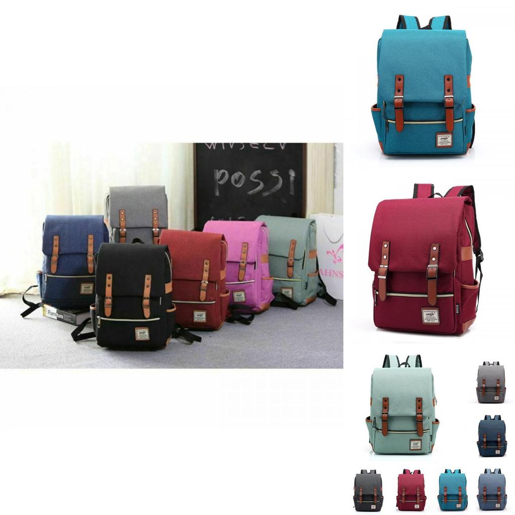 Spacious Unisex Canvas Leather Travel Backpack For School And Laptop Storage