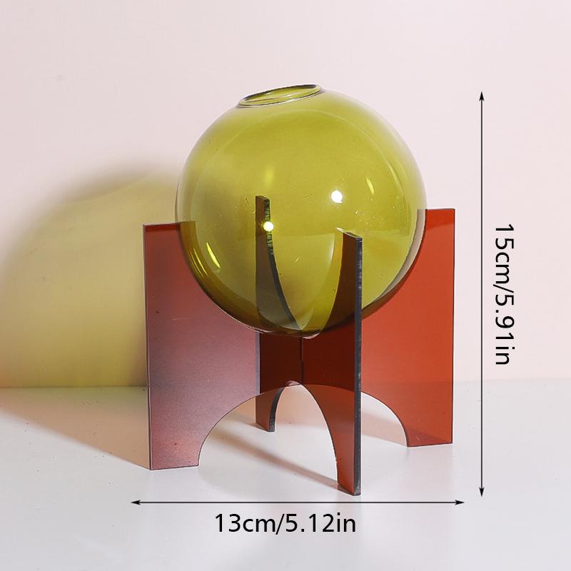 1 Set Ball Shape Vase Modern Ball Flower Vase Nordic Plastic Vase Transparent Acrylic Glass Vase Unique 13 Styles