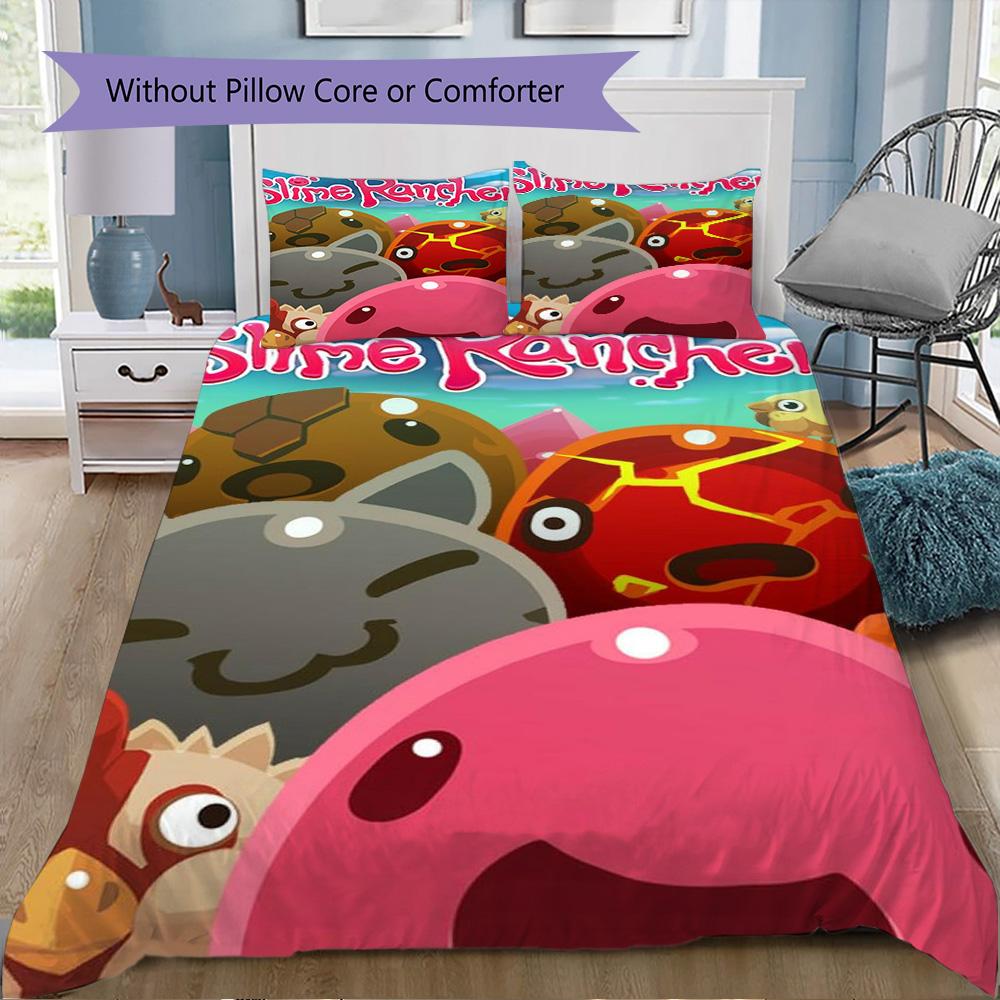 Slime Rancher Print Pattern Bedding,Quilt Set Quilt Cover Pillowcase Home Birthday Gift (1*duvet Cover+2*pillowcase,without core)XSJT0917479