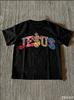 Colorful Ornate Cross Sacred Heart Vintage Letter Graphic T Shirt Retro Gem Decor Symbol Print White Cotton Short Sleeve Tee