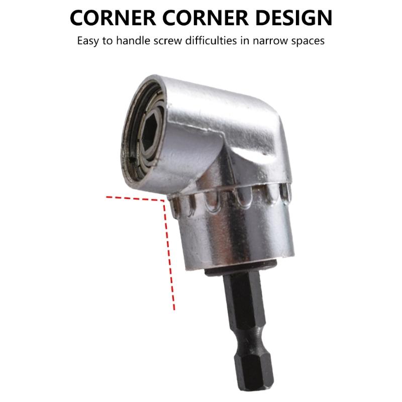 105 Degree Right Angle Driver Drilling and Driving Power Screwdriver Drill Attachment Adapter 1/4inch Hex Quick Changes