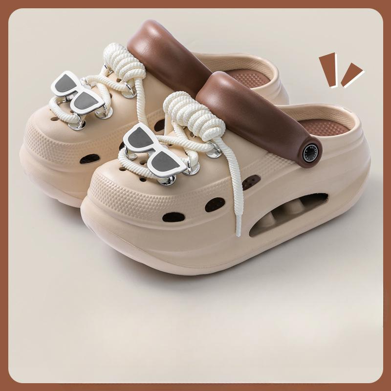 

Fashionable Shoes, Anti-slip and Odor-resistant, Thick-soled Height-increasing Sandals and Slippers for Outerwear Fits 35-36 хаки