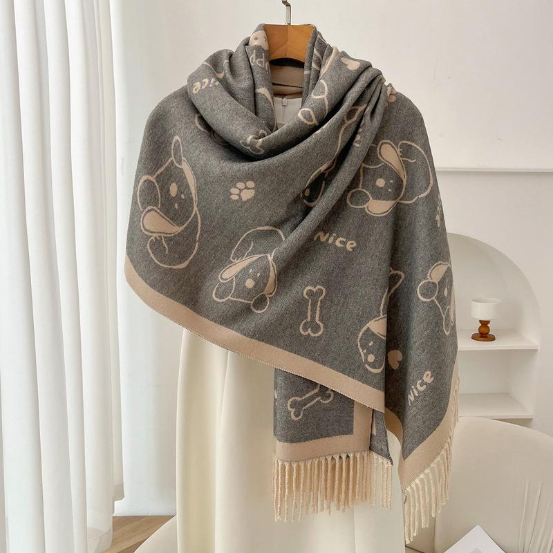 Luxury Brand Cashmere Women Animal Scarf Winter Warm Shawl and Wrap Bandana Pashmina Female Foulard Square Thick Blanket Poncho