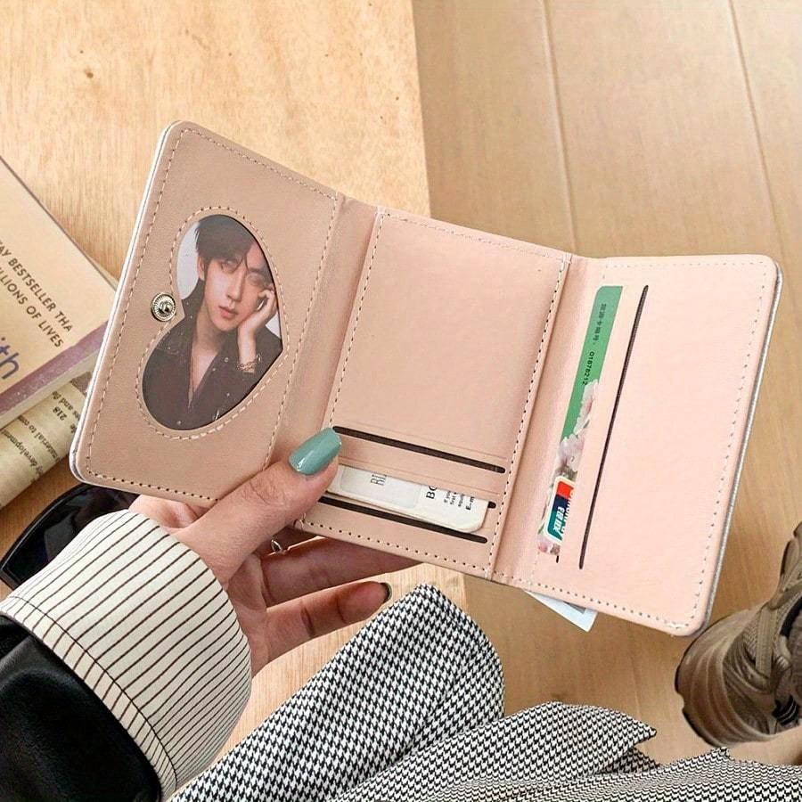 Sweet Style Lace Bowknot Short Wallet For Women Button-Up Trifold Card Holder Wallet Mini Wallet Purse Wallet Small Wallet Cute Wallet