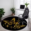 1 Stück Schmetterling Gold Glitzer Stuhl Teppich für Büro, Runder Rutschfester Langlebiger Großer Büroteppich, Geeignet für Büro