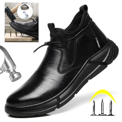 Fashion Men Work Safety Shoes Steel Toe Work Sneakers Wear-resistant Anti-slip Flat Industrial Construction Protection Work Shoes Men