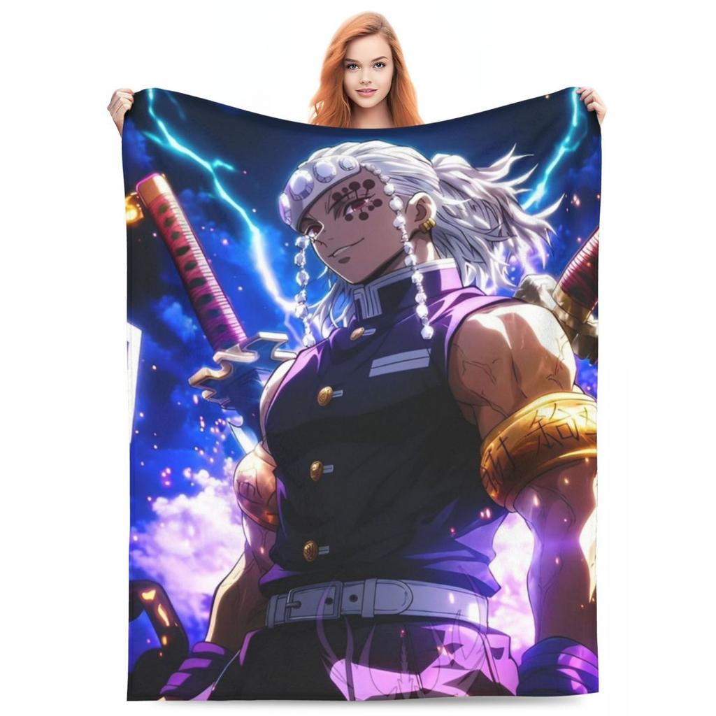 Zvukový pilíř Tengen Uzui Flanelová deka Anime Demon Slayer Vlastní přehoz na postel pohovku gauč 150*125cm Přikrývka