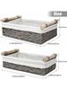 Set Of 2 Storage Basket Wicker Baskets For Organizing With Handle Decorative Storage Bins For Countertop Toilet Paper Storage
