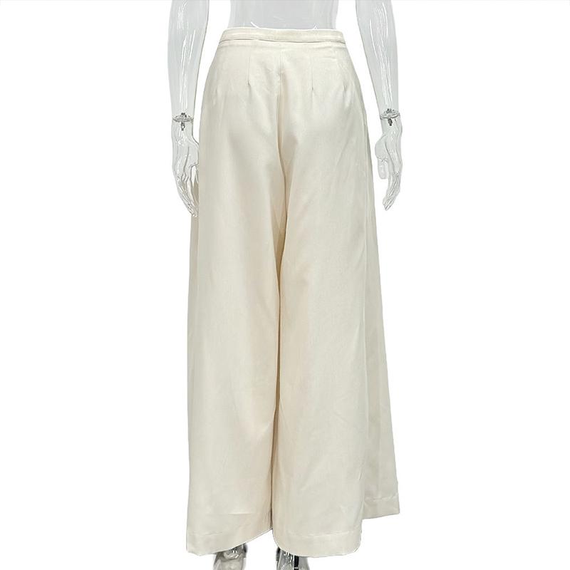 Causal Solid Draped Mopping Pants Women Loose High Waist Wide Leg Trousers Spring Autumn Versatile Commuting Pants