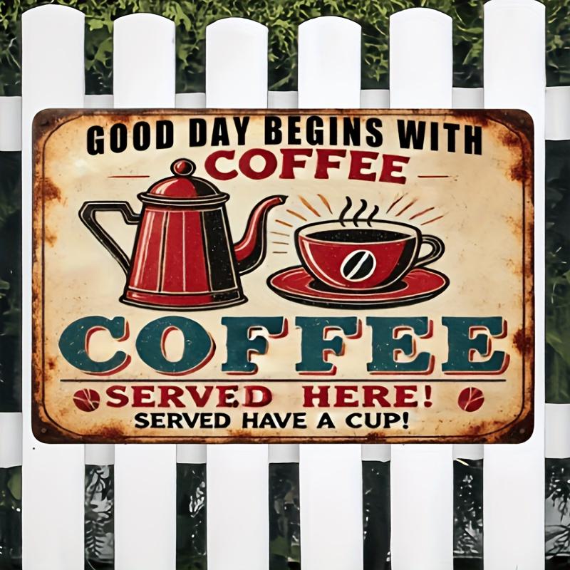 

Vintage Coffee Themed Metal Sign Good Day Begins With Coffee Inspirational Wall Art for Kitchen Home Office Bedroom Porch 20x30cm（7.8x11.8inch）