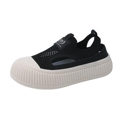 Nova Tendência Sapatos Femininos Vazados Tecido Voador Pão Casual Confortáveis Respiráveis Antiderrapantes Esportivos Casuais para Exterior