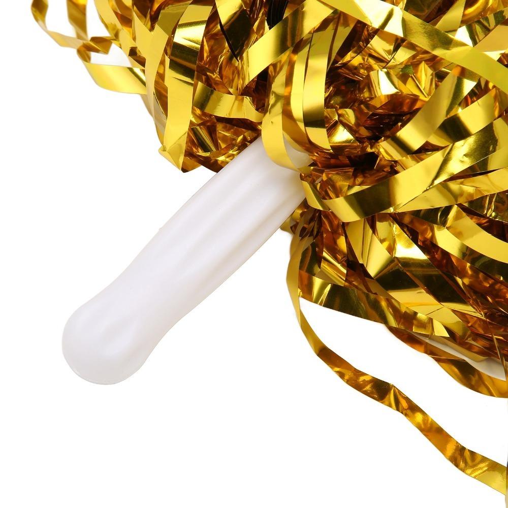 20PCS Metallic Foil Cheerleading Pom Poms PET Sports Team Pom Poms For Stage Show