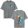 Anime JoJo Bizarre Adventure STEEL BALL RUN Gyro Zeppeli Vintage Lavaggio Acido Maglietta Uomo Cotone Casual Maniche Corte Maglietta