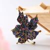 Colorful Crystal Stone Maple Leaf Cute Bee Brooch Pin Gift for Ladies Dress Scarf