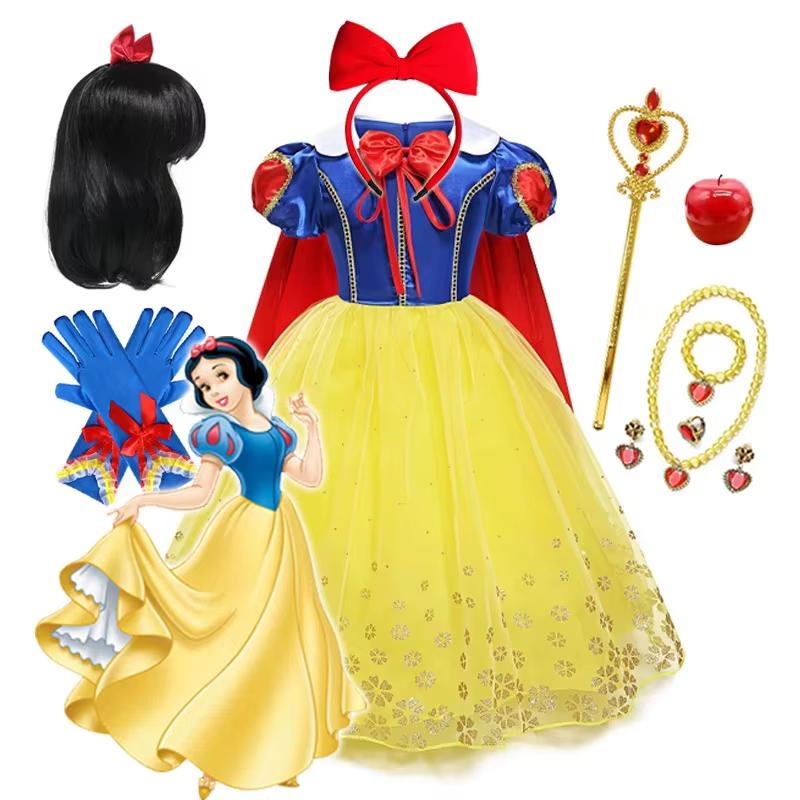 Vestido de Princesa Blancanieves para Niñas con Capa Disfraz Cosplay de Hada para Niños Fiesta de Cumpleaños Carnaval Ropa Disfraz de Halloween