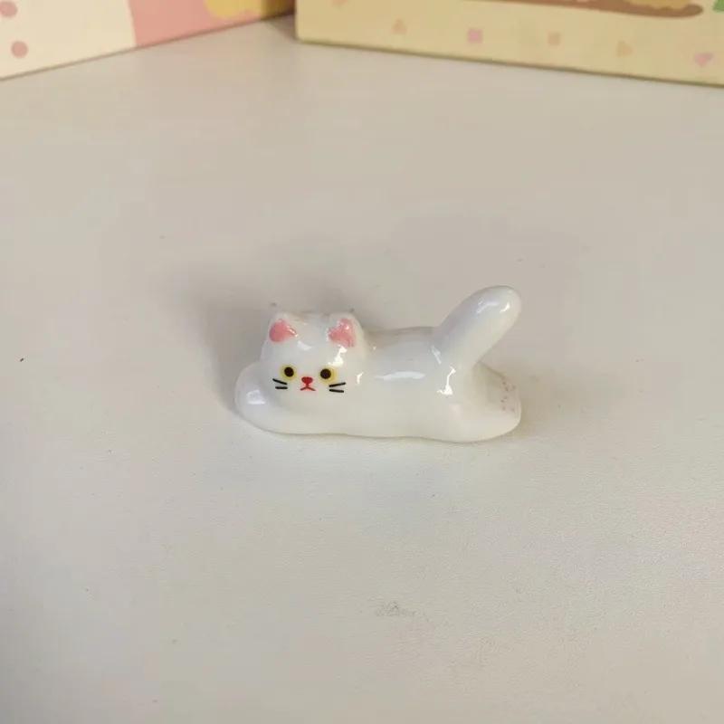 Ceramic Cute Cat Chopstick Holder Tableware Japanese Style Underglaze Restaurant Simple Oval Spoon Bracket Utensil for Kitchen
