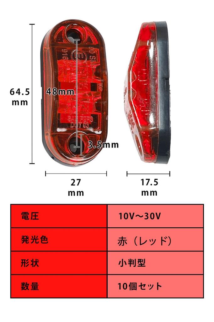 murabantech 10pcs Small LED Marker Lamp 24V Side Marker Decor Truck Euro Waterproof Lighting Red