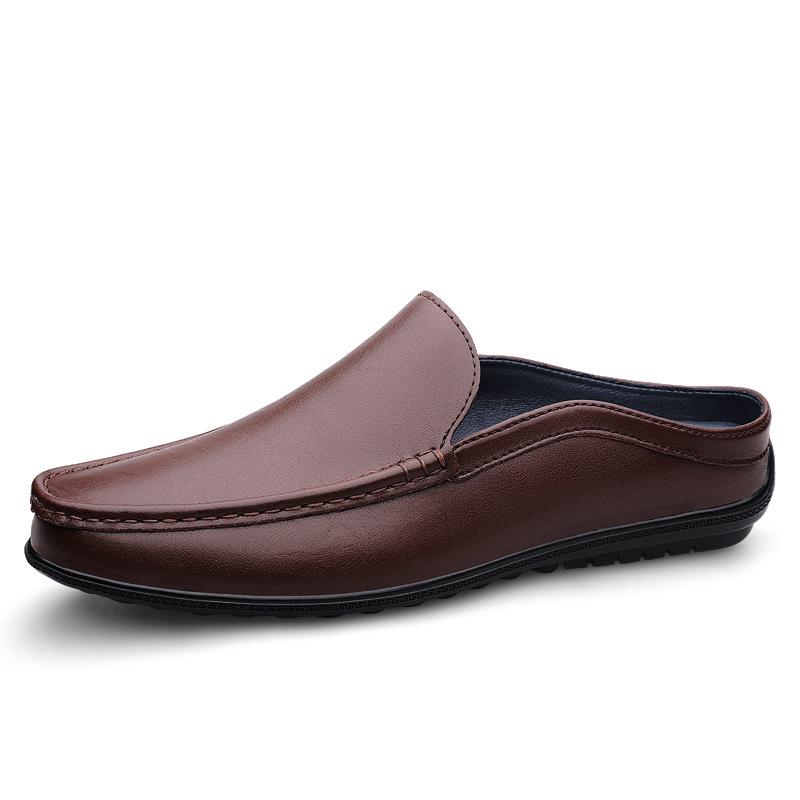 Men s Summer Low-Top Slip-On Leather Mules 39