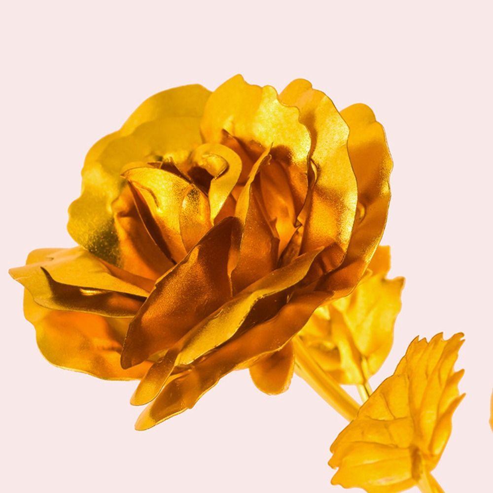 Safe Golden Foil Rose Flower Simulation Rose Flower Artificial Rose Flower Golden Foil Gold Foil Rose Pendant Festival Party