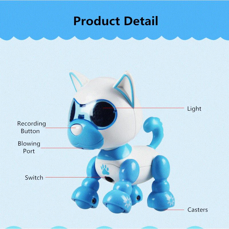 Elektronické LED oči Zvuk Nahrávání spánku Roztomilá hračka Indukční Smart Puppy Robotický pes
