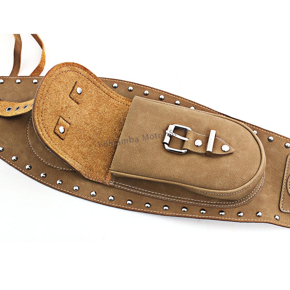 Motorcycle Oil Fuel Tank Bag Gas Tank Pad Cover Brown Leather W/ Rivet For Harley Davidson Sportster 883 1200 Forty Eight