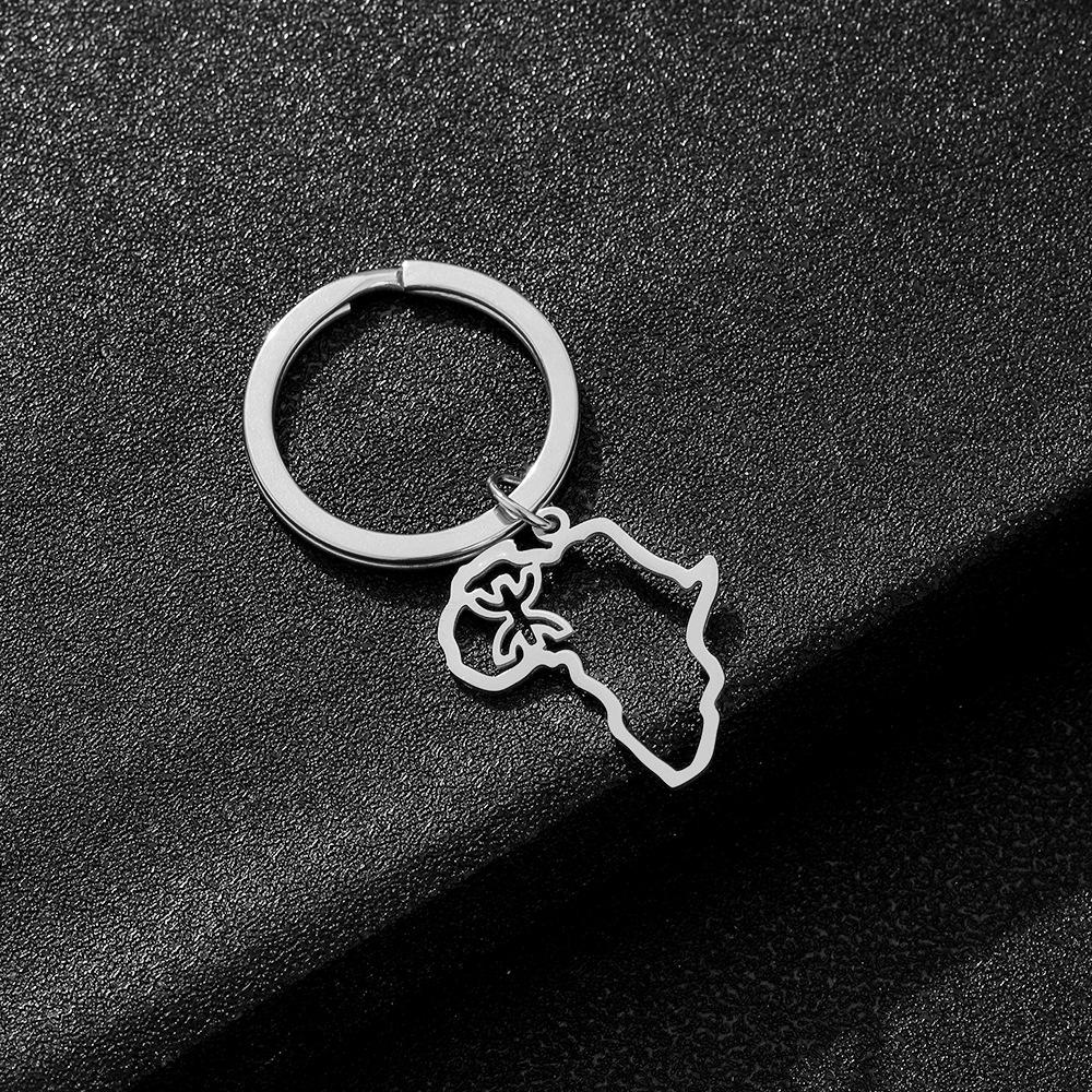 Ethnic Style Cross Pendant Keychain: Unisex Berber-Inspired Titanium Steel Accessory