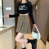 Autumn 2025 High-Waisted Pleated A-Line Skirt - Women's Slimming Hip-Hugging Design, Anti-Exposure Short Skirt