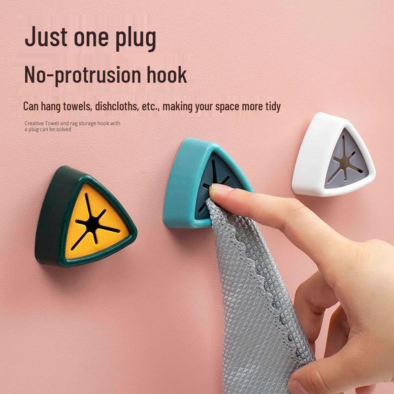 No-Drill Towel and Dishcloth Rack with Hooks for Bathroom and Kitchen