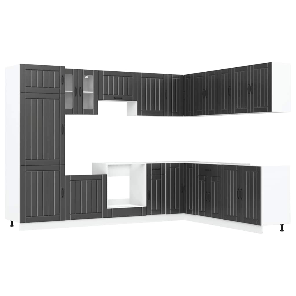 14 Piece Kitchen Cabinet Set Lucca Black Wood Based Material