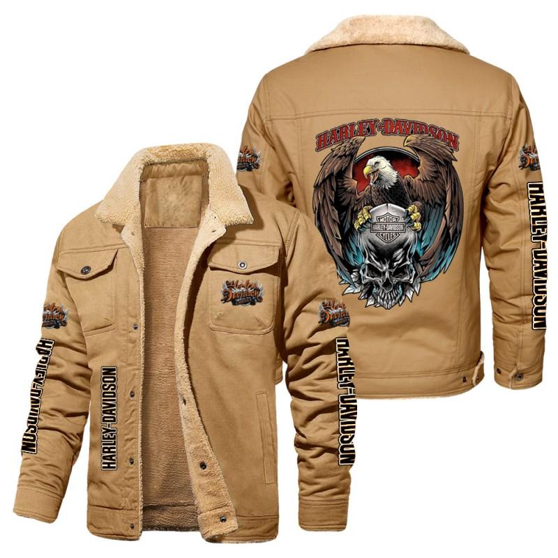 Mens Winter Fleece Lined Cotton Jacket Slim Fit Stand Collar Sport Coat With Graphic Prints European Size